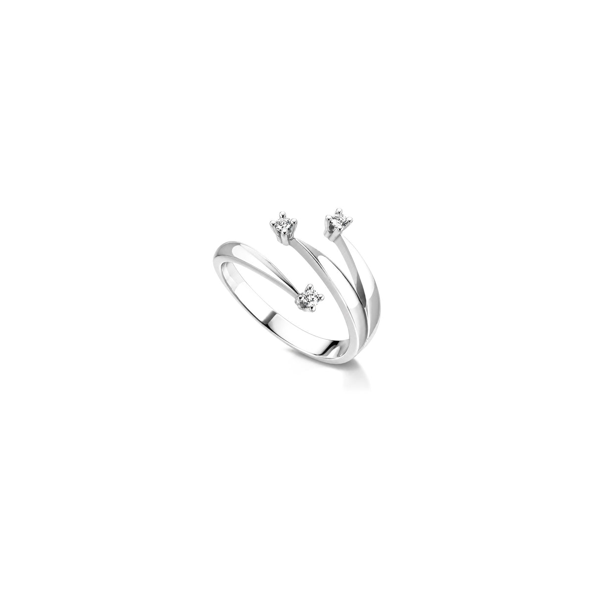 AuriA 18kt White Gold Trilogy Ring with Natural Diamonds