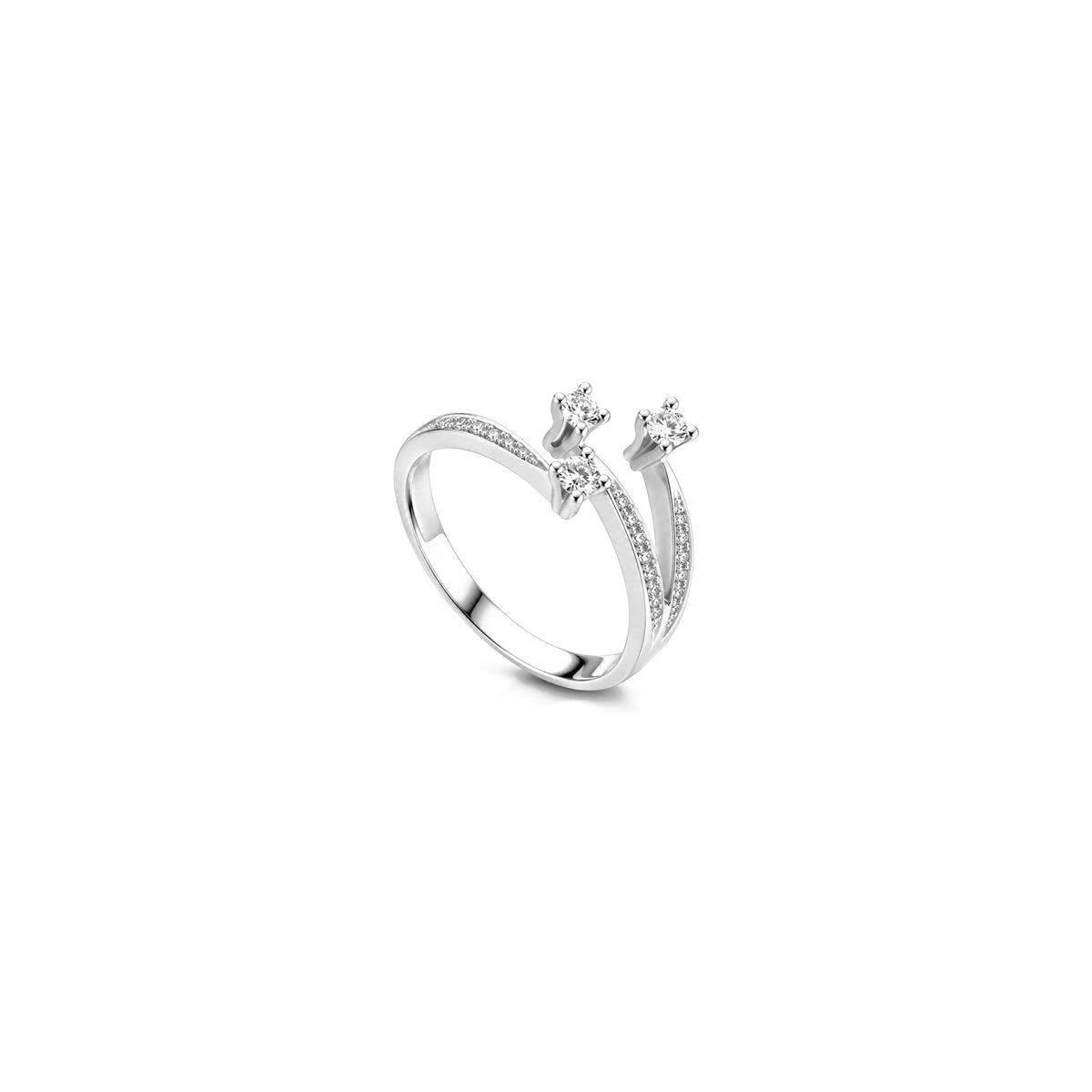AuriA 18kt White Gold Trilogy Ring with Natural Diamonds