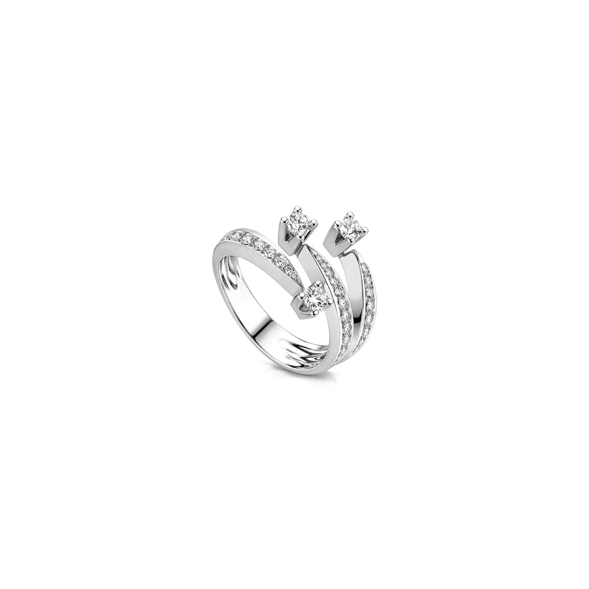 AuriA 18kt White Gold Trilogy Ring with Natural Diamonds