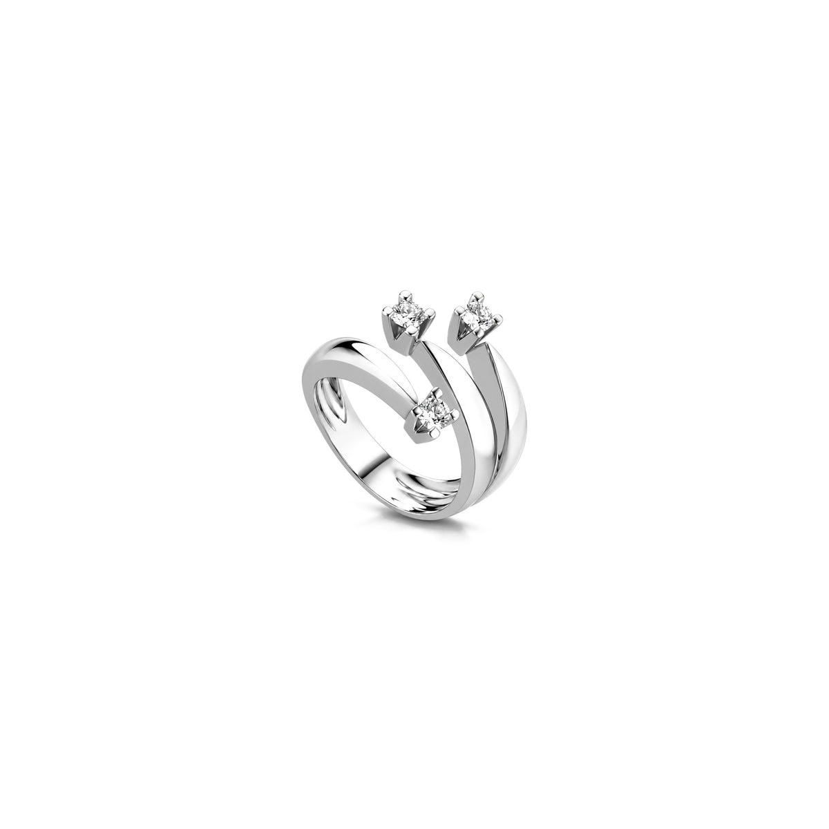 Trilogy Ring with Natural Diamonds 18kt White Gold AuriA GAN1709