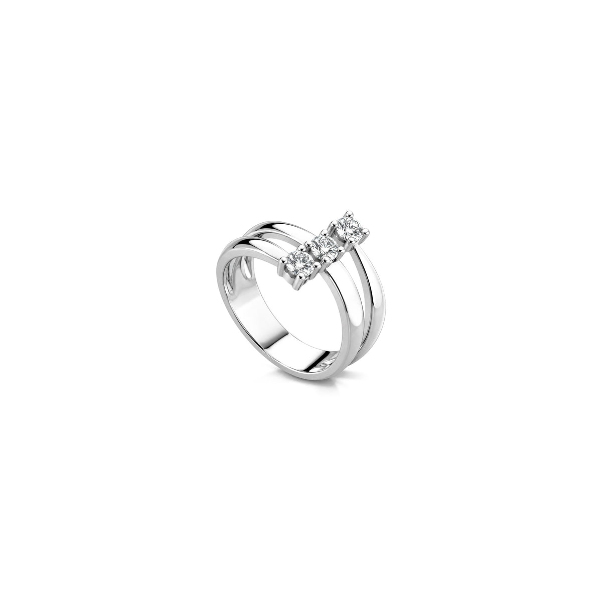 AuriA 18kt White Gold Trilogy Ring with Natural Diamonds