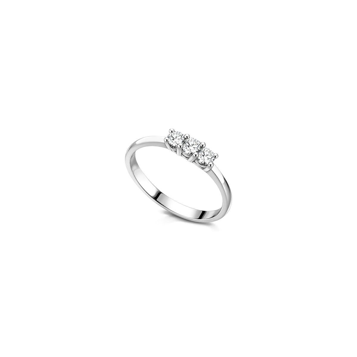 AuriA 18kt White Gold Trilogy Ring with Natural Diamonds