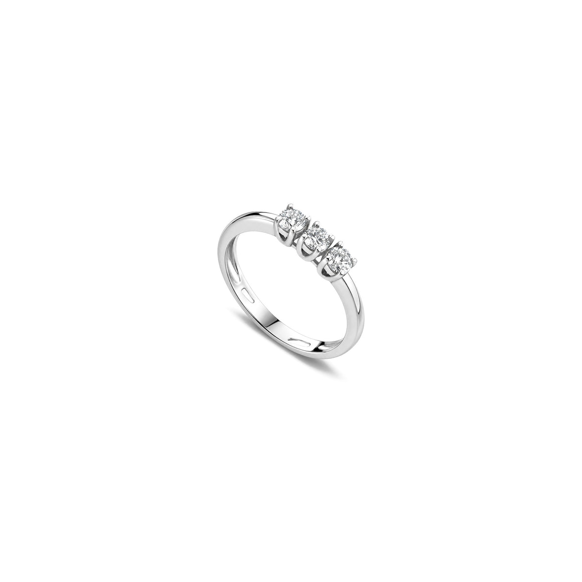 AuriA 18kt White Gold Trilogy Ring with Natural Diamonds