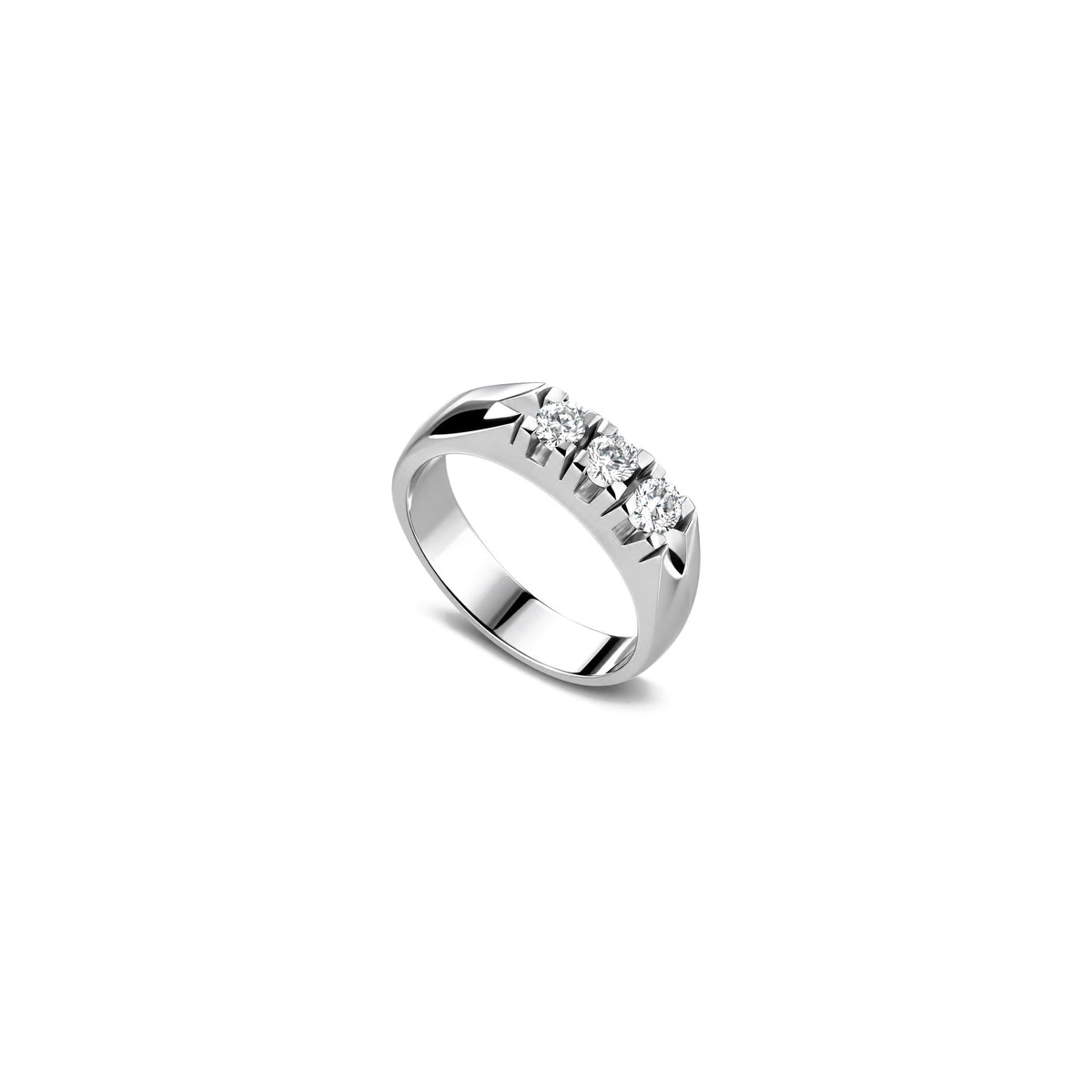 AuriA 18kt White Gold Trilogy Ring with Natural Diamonds