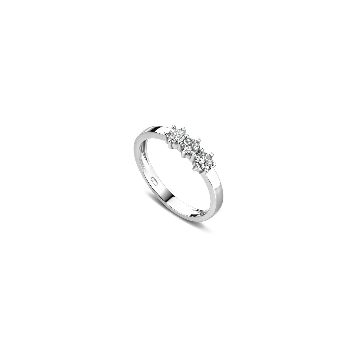 AuriA 18kt White Gold Trilogy Ring with Natural Diamonds