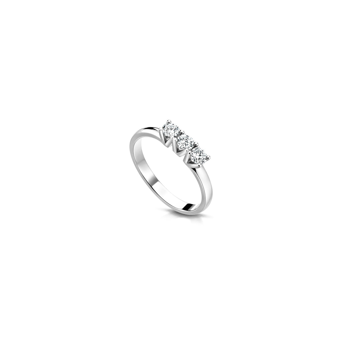AuriA 18kt White Gold Trilogy Ring with Natural Diamonds