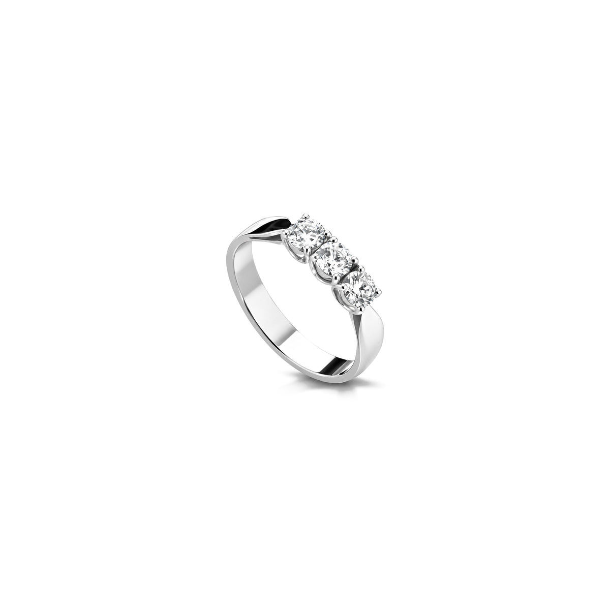 Trilogy Ring with Natural Diamonds, 18kt White Gold, AuriA GAN1845