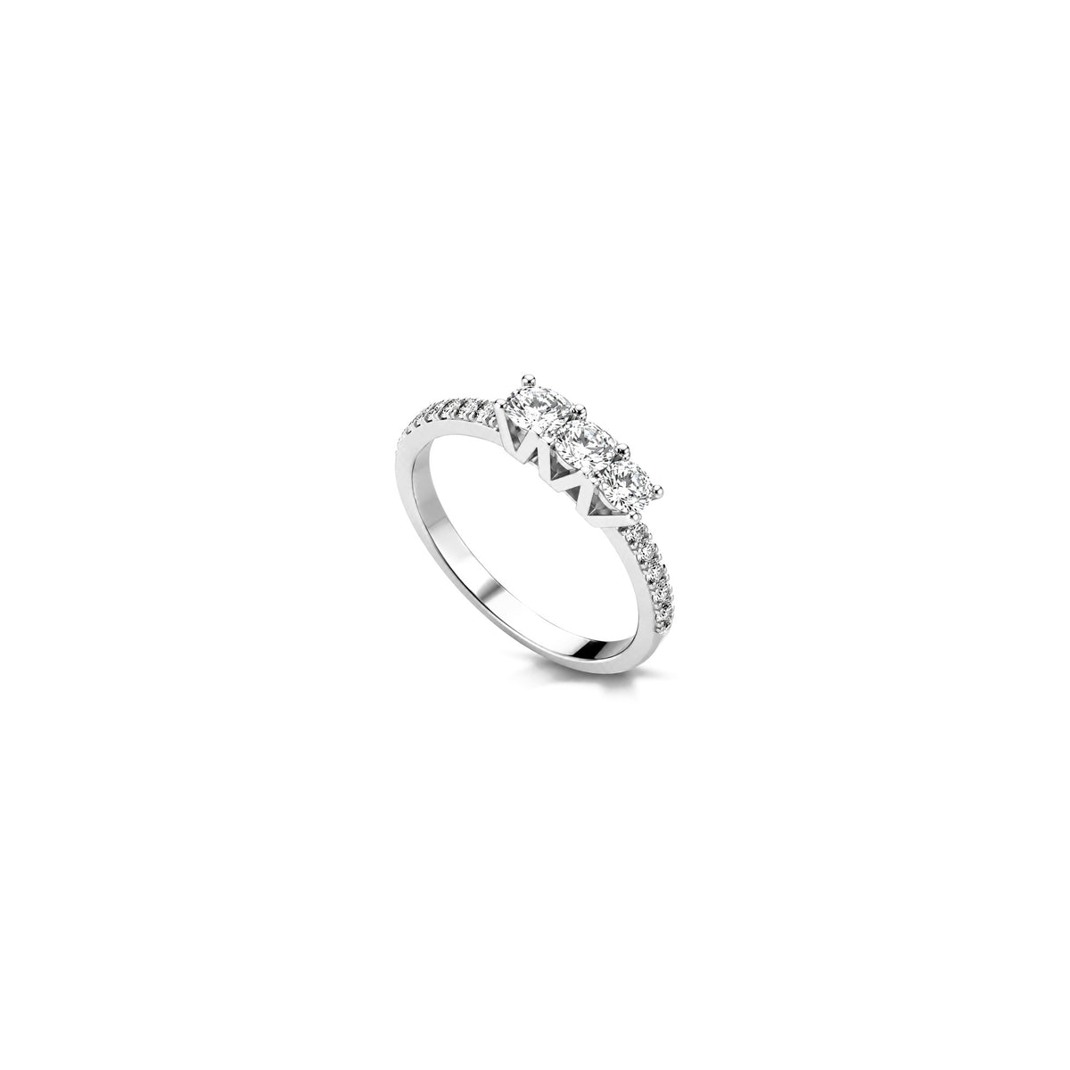 Trilogy Ring with Natural Diamonds, 18kt White Gold AuriA GAN1885