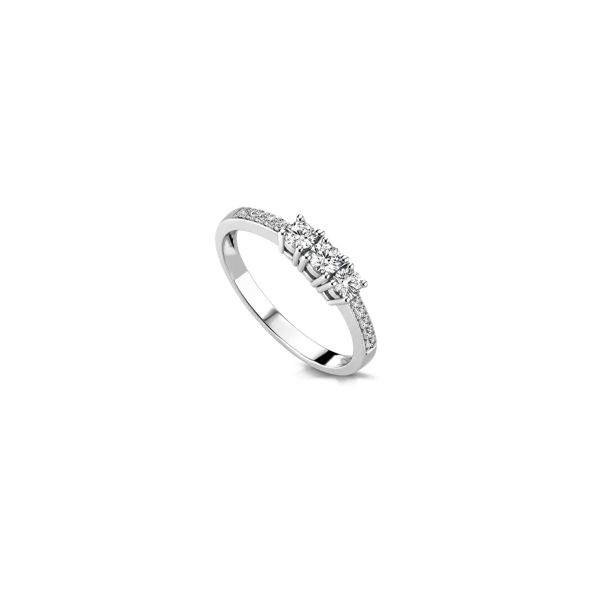 AuriA 18kt White Gold Trilogy Ring with Natural Diamonds