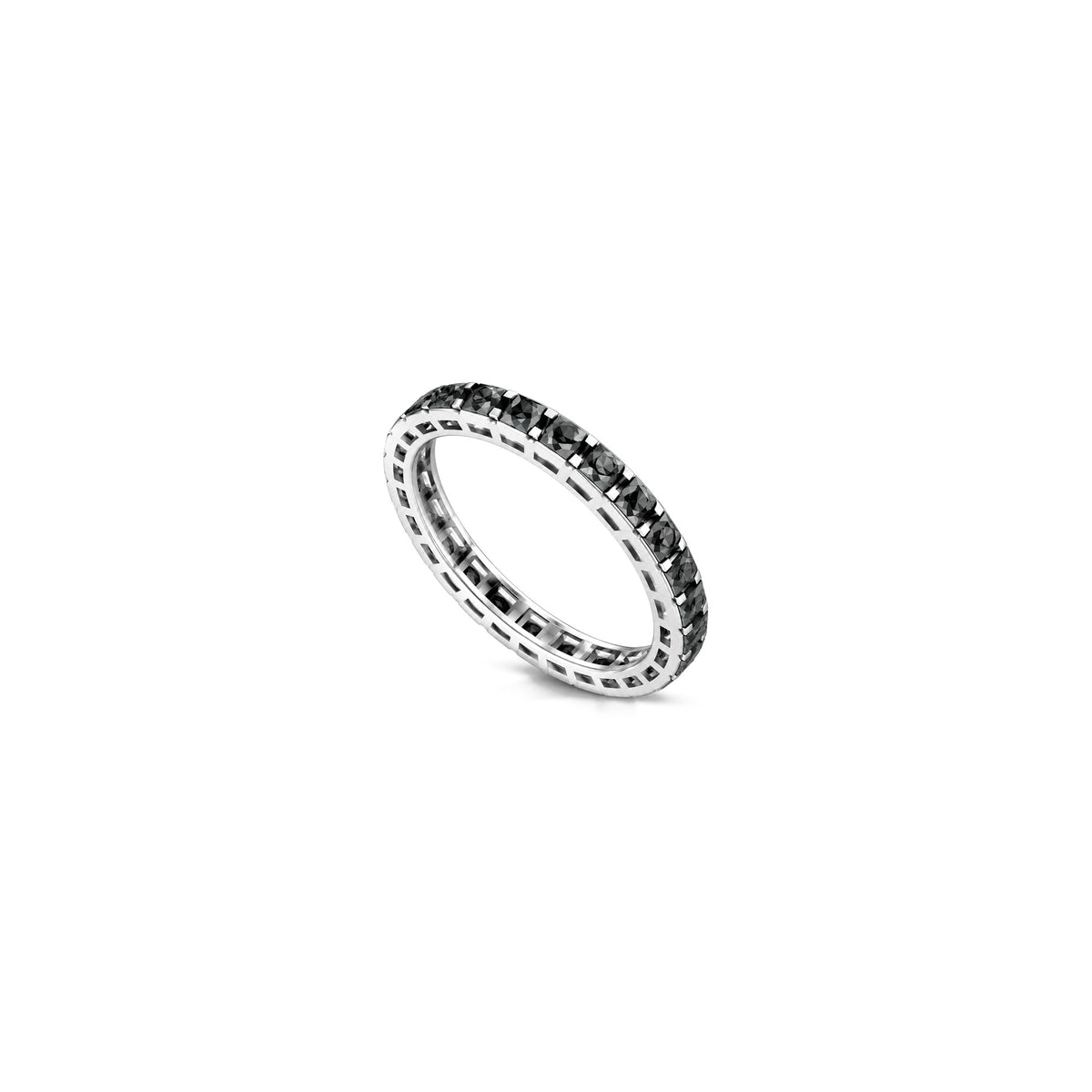 Full Eternity Band Ring with Natural Black Diamonds in 18kt White Gold by AuriA