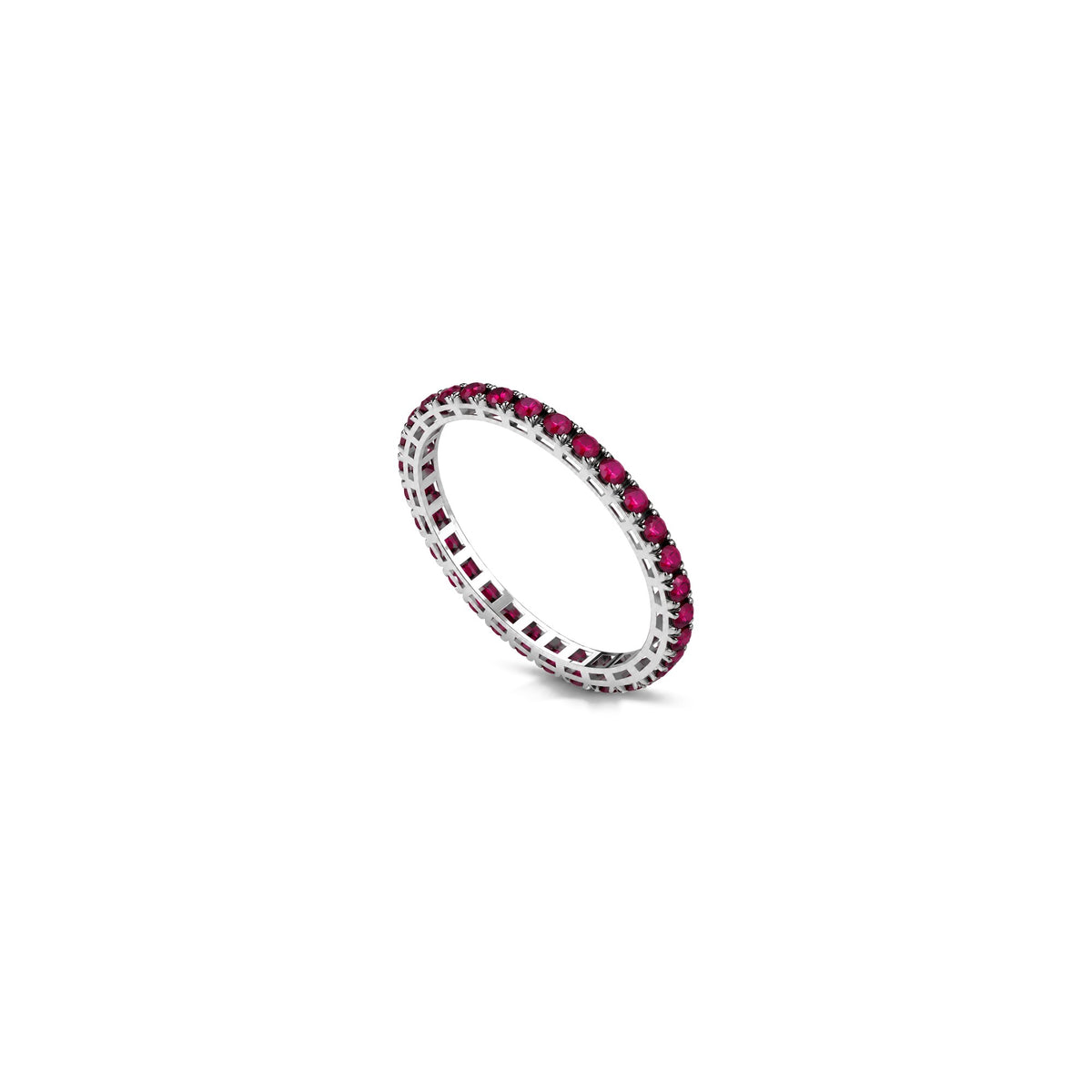 AuriA 18kt White Gold Eternity Ring with Natural Diamonds and Ruby