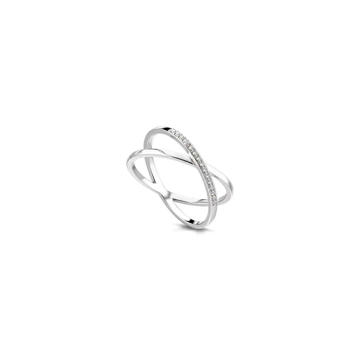 Saturn Ring with Natural Diamonds 18kt White Gold AuriA