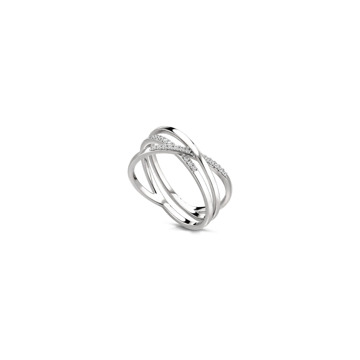 Saturn Ring with Natural Diamonds 18kt White Gold AuriA
