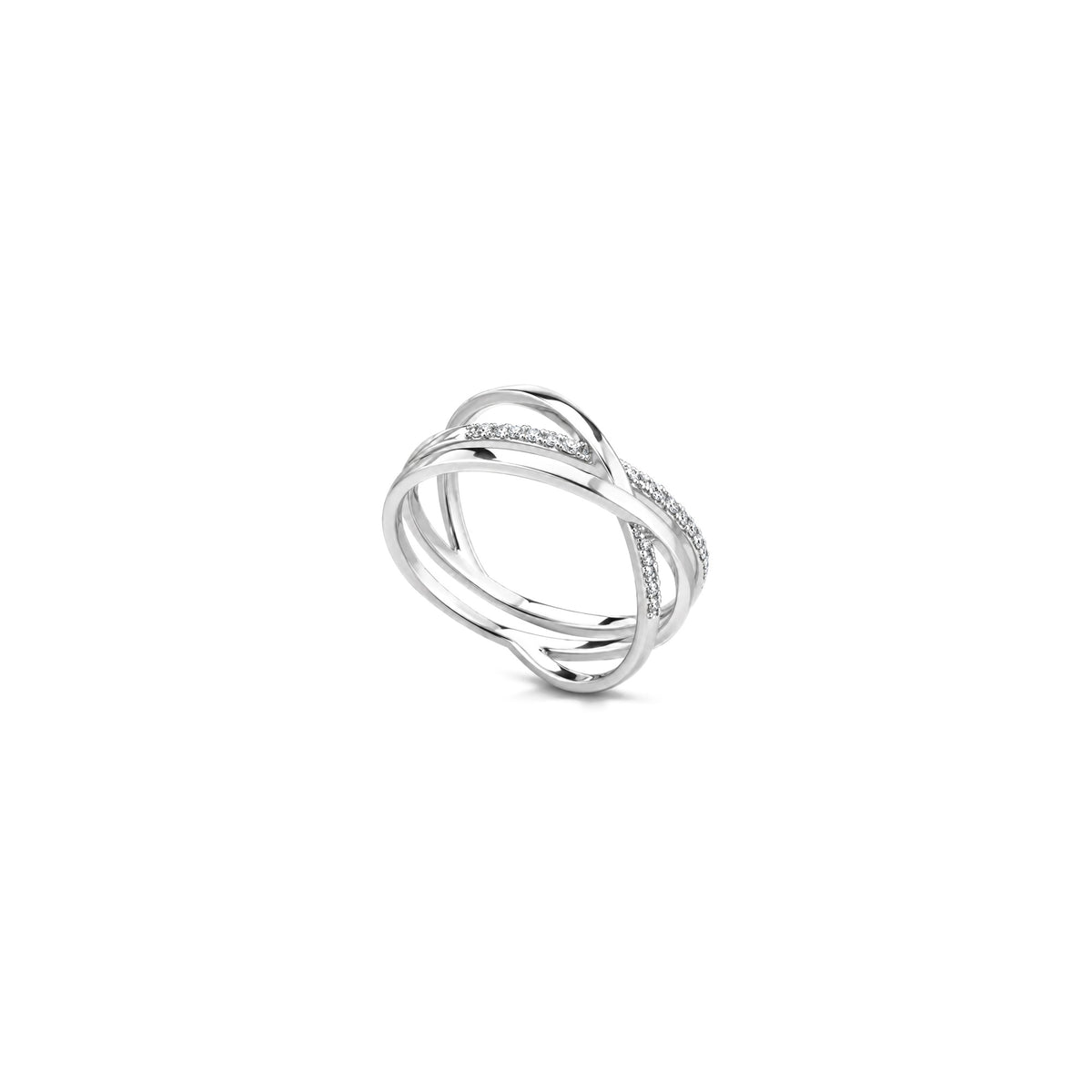 Saturn Ring with Natural Diamonds 18kt White Gold AuriA
