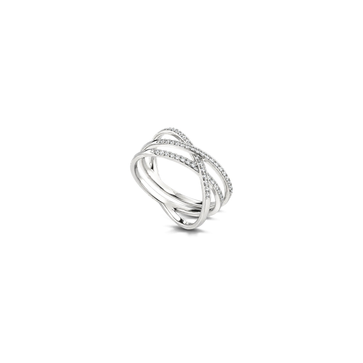 Saturn Ring with Natural Diamonds 18kt White Gold AuriA