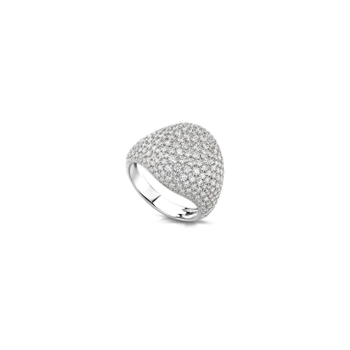 18kt White Gold Signet Ring with Natural Diamonds AuriA