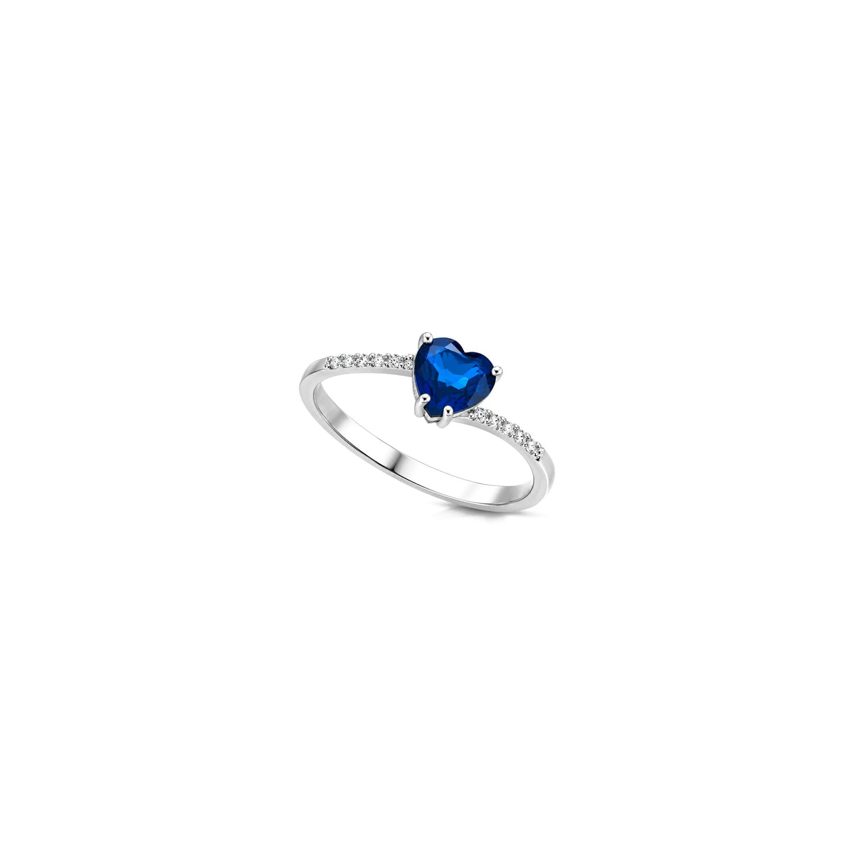 Honey Ring with Natural Diamonds and Sapphire in 18kt White Gold AuriA
