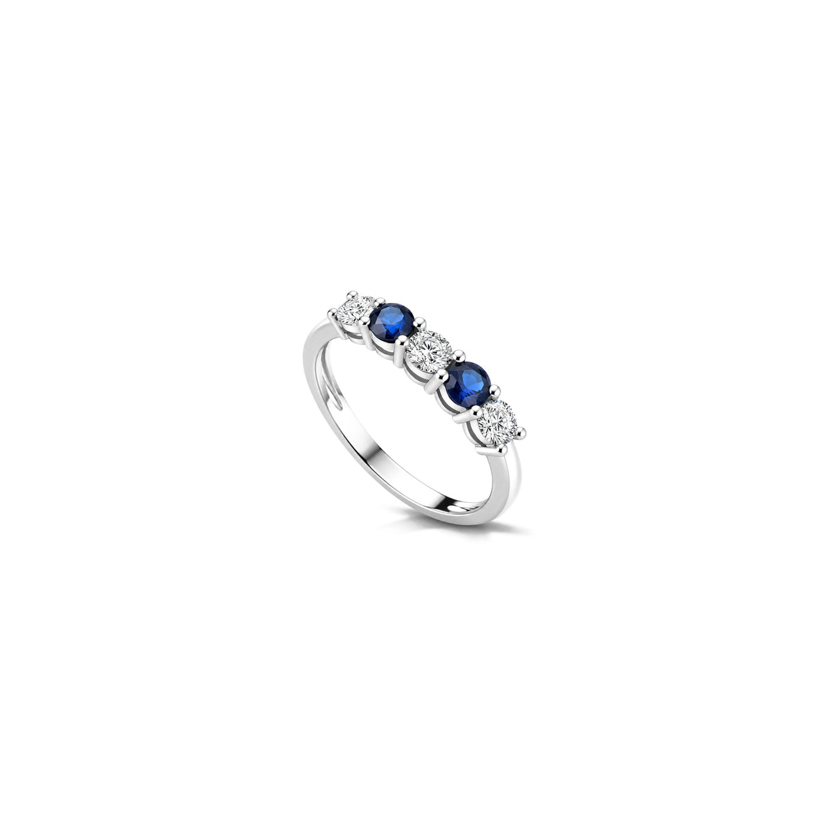 Mine Ring with Natural Diamonds and Sapphire in 18kt White Gold AuriA
