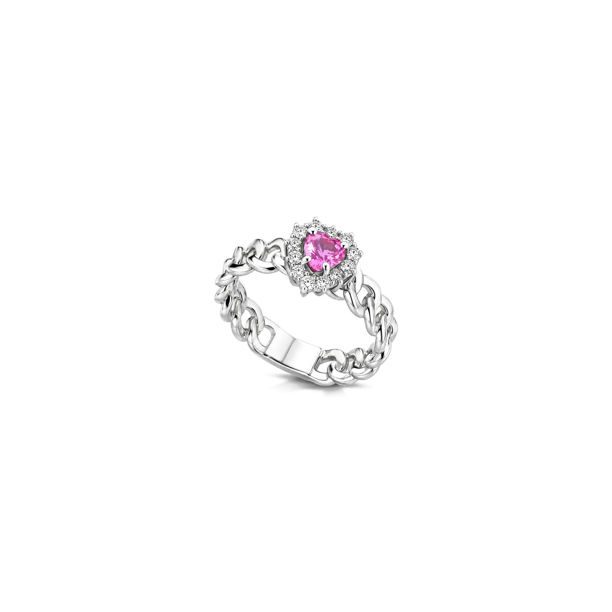 Grumetta Ring with Natural Diamonds and Sapphire in 18kt White Gold AuriA