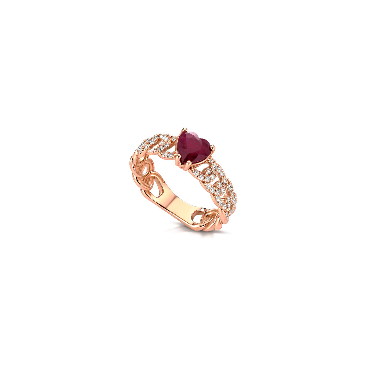 Grumetta Heart Ring with Natural Diamonds and Ruby in 18kt White Gold AuriA