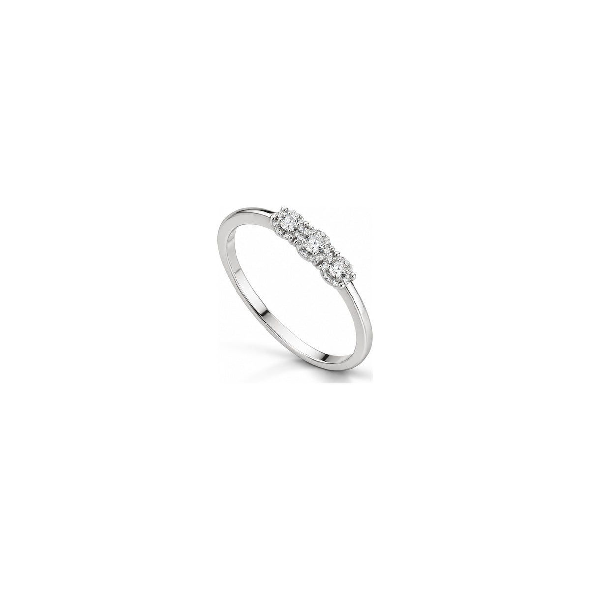 AuriA 18kt White Gold Trilogy Charme 1 Ring with Natural Diamonds