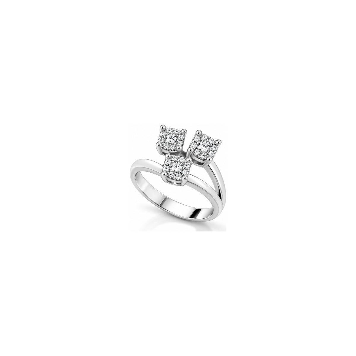 AuriA 18kt White Gold Chic 2 Trilogy Ring with Natural Diamonds