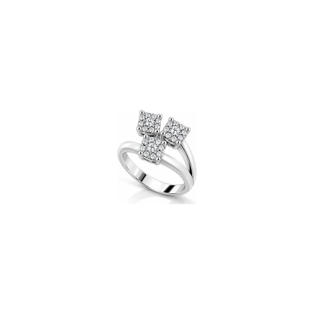 AuriA 18kt White Gold Chic 2 Trilogy Ring with Natural Diamonds