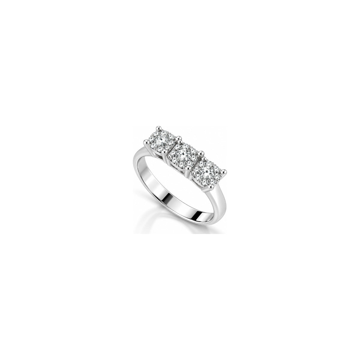 AuriA 18kt White Gold Chic 3 Trilogy Ring with Natural Diamonds