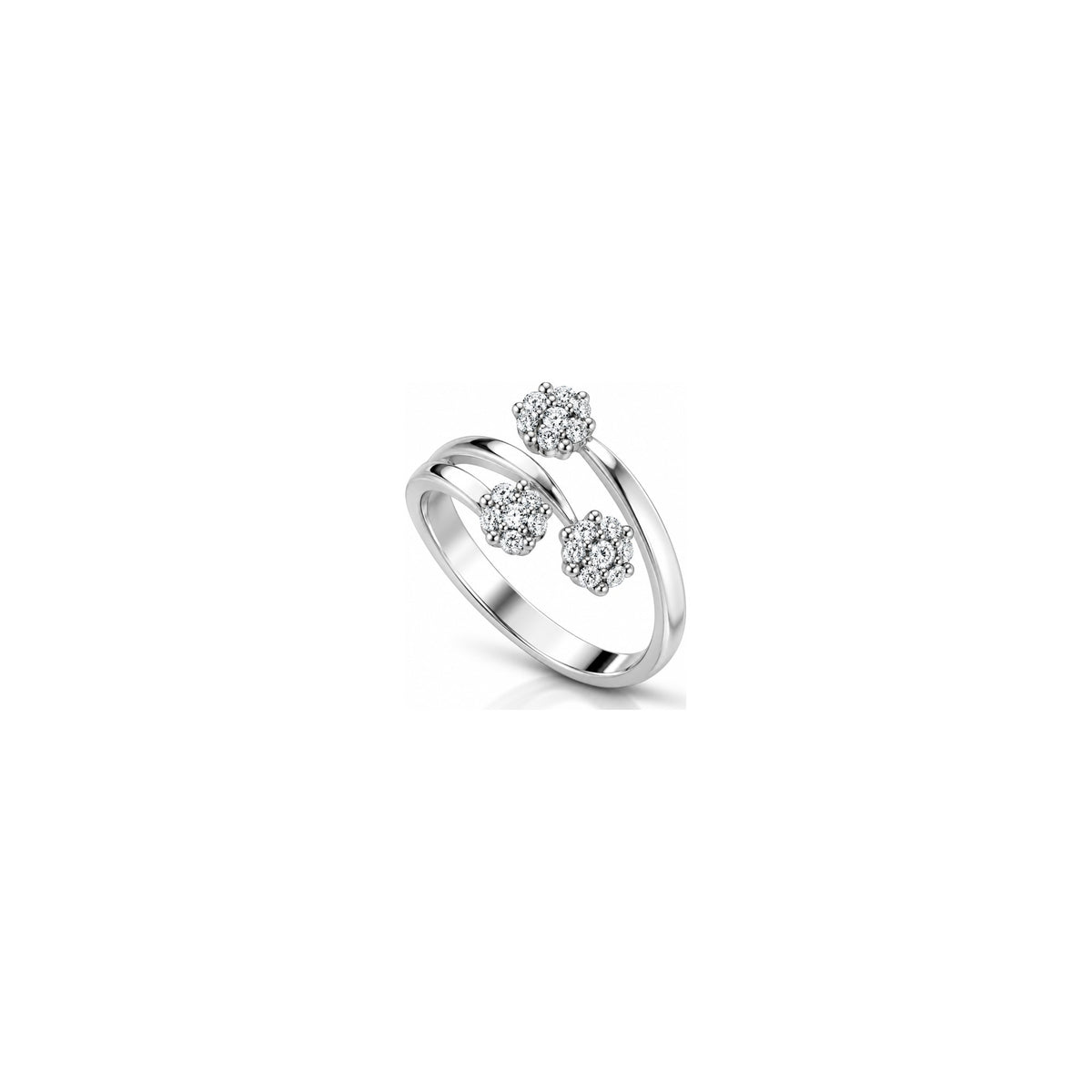 AuriA 18kt White Gold Snow Trilogy Ring with Natural Diamonds