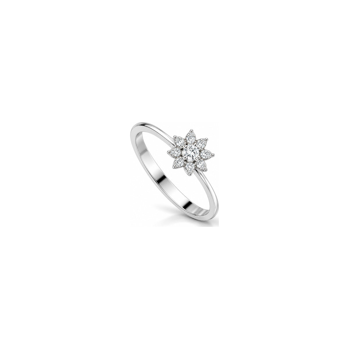 Anello Fiore a Punte con Diamanti Naturali in Oro 18kt