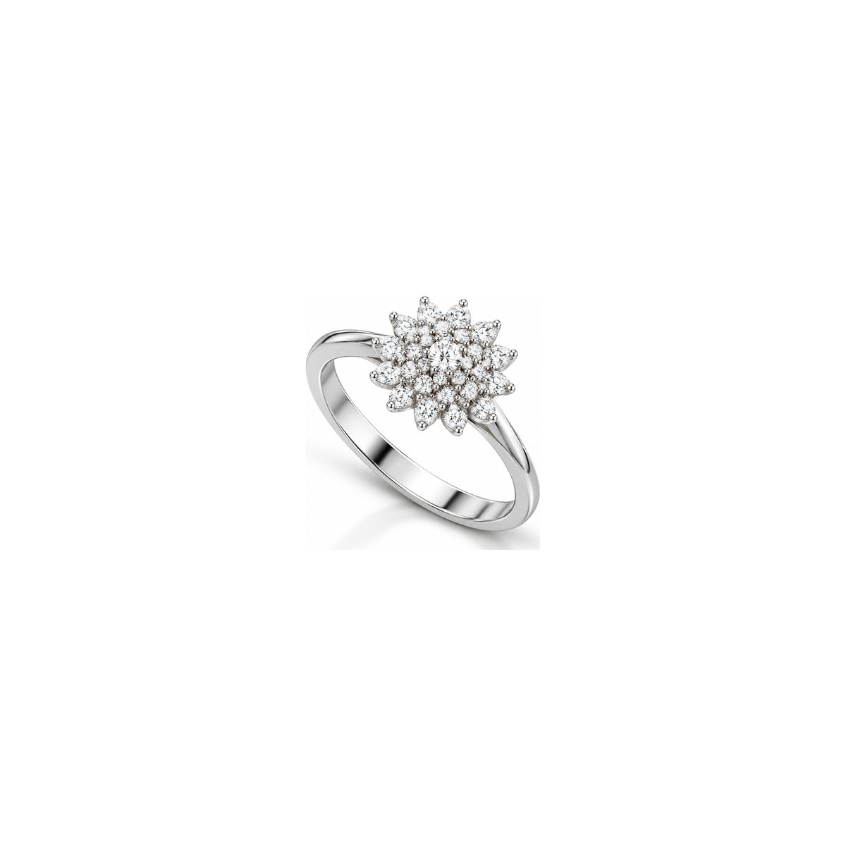 AuriA 18kt White Gold Sun Ring with Natural Diamonds