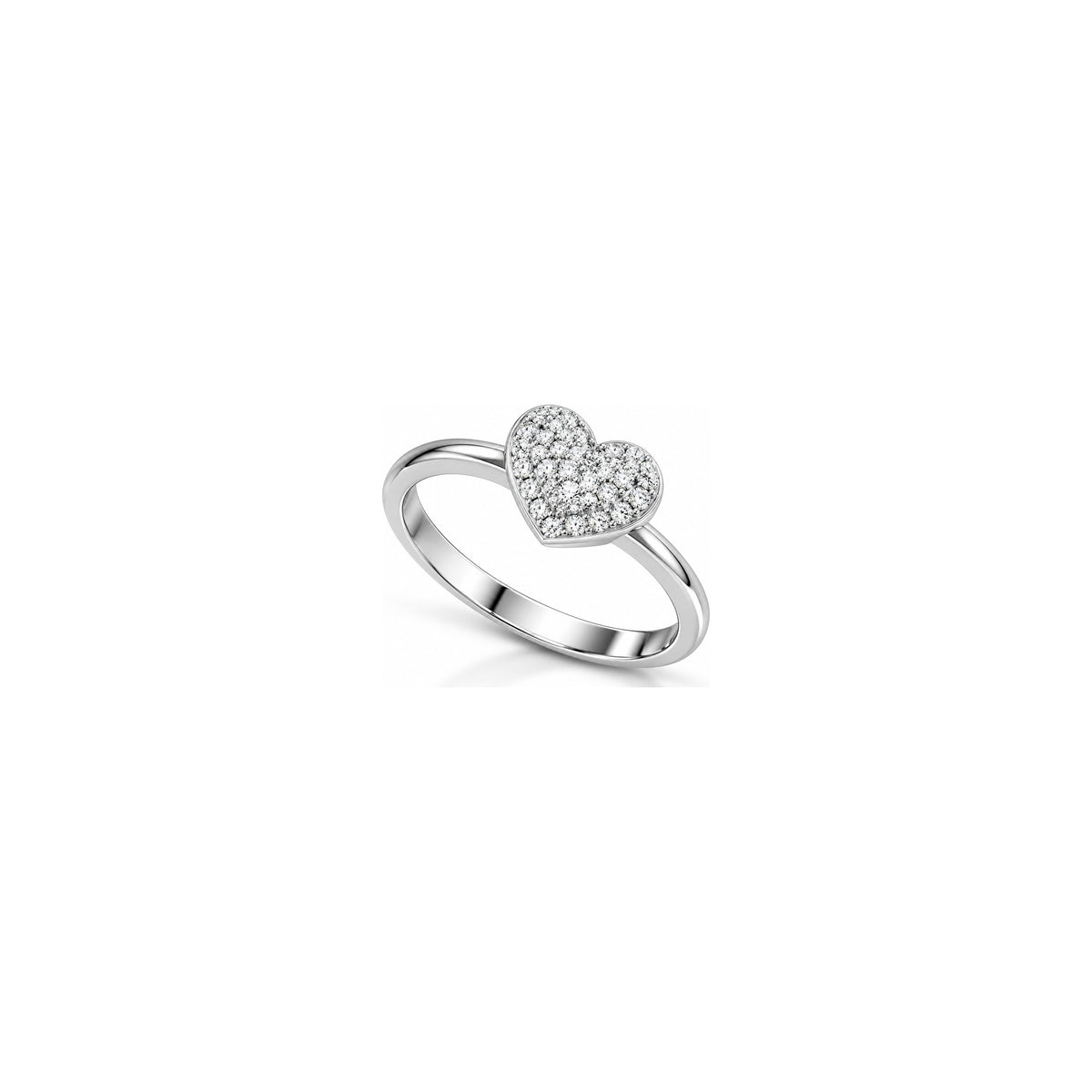 Anello Cuore Pavé Classico con Diamanti Naturali in Oro 18kt