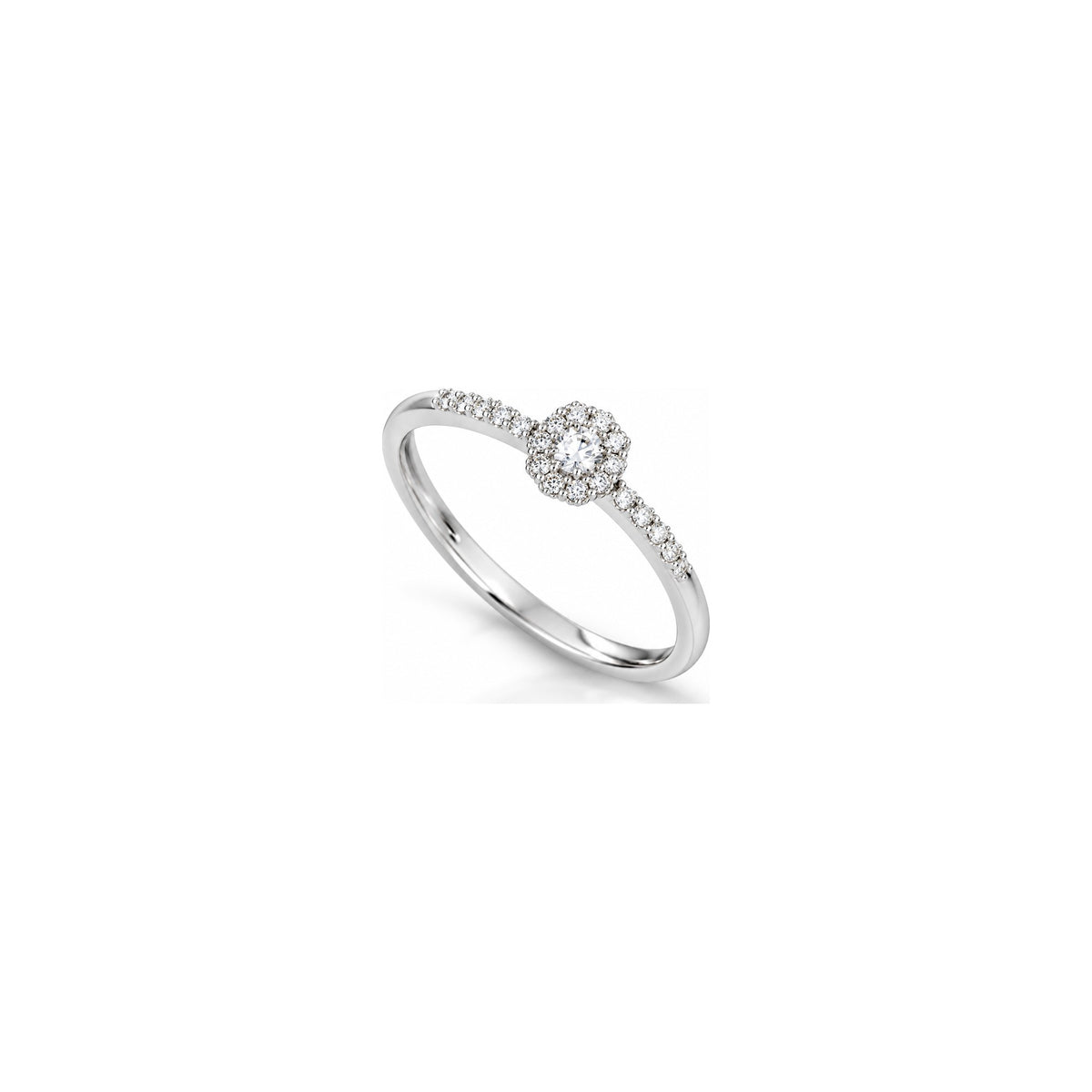 Anello Ottagono Halo Pavé con Diamanti Naturali in Oro 18kt