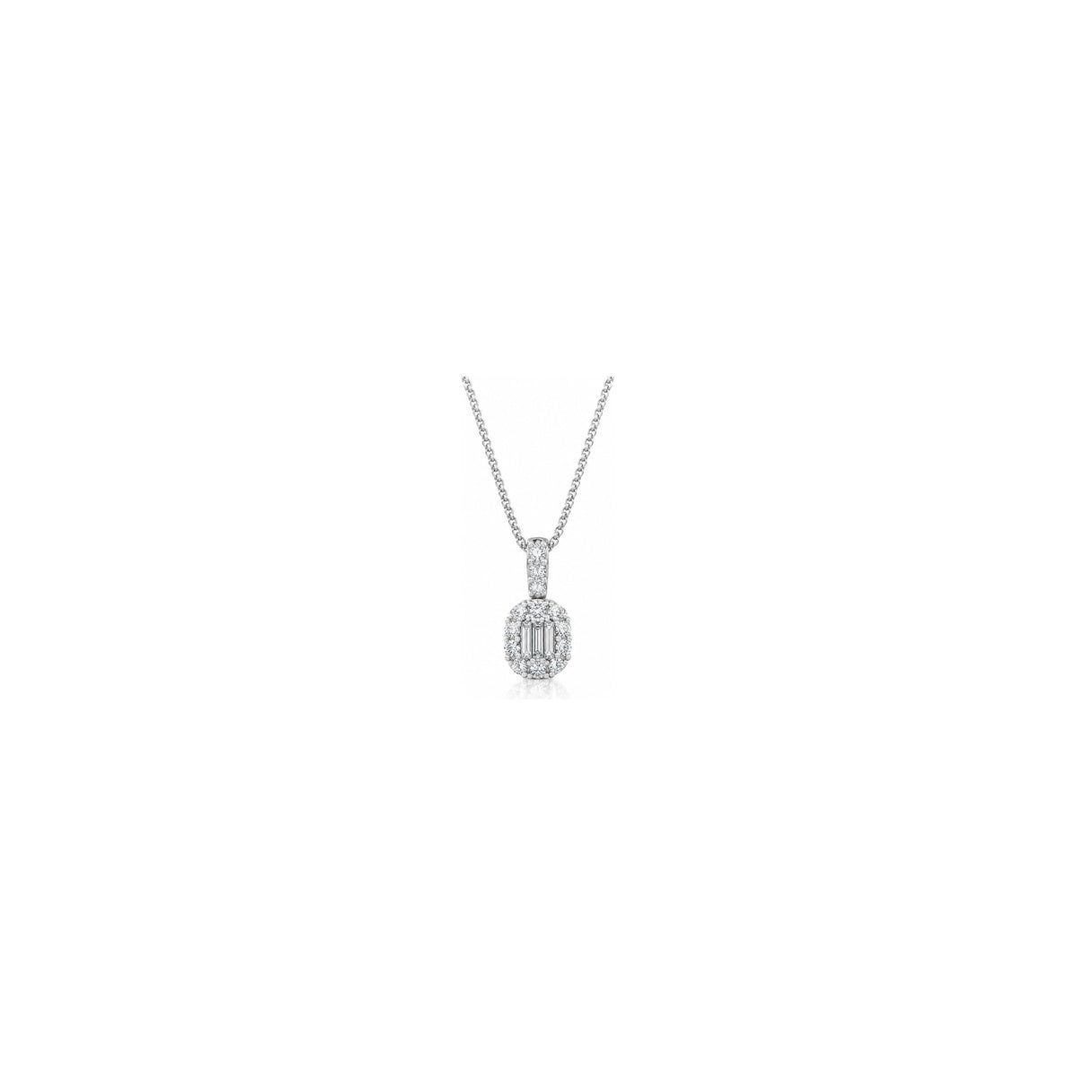 Ciondolo Halo Rettangolare con Diamanti Naturali in Oro 18kt