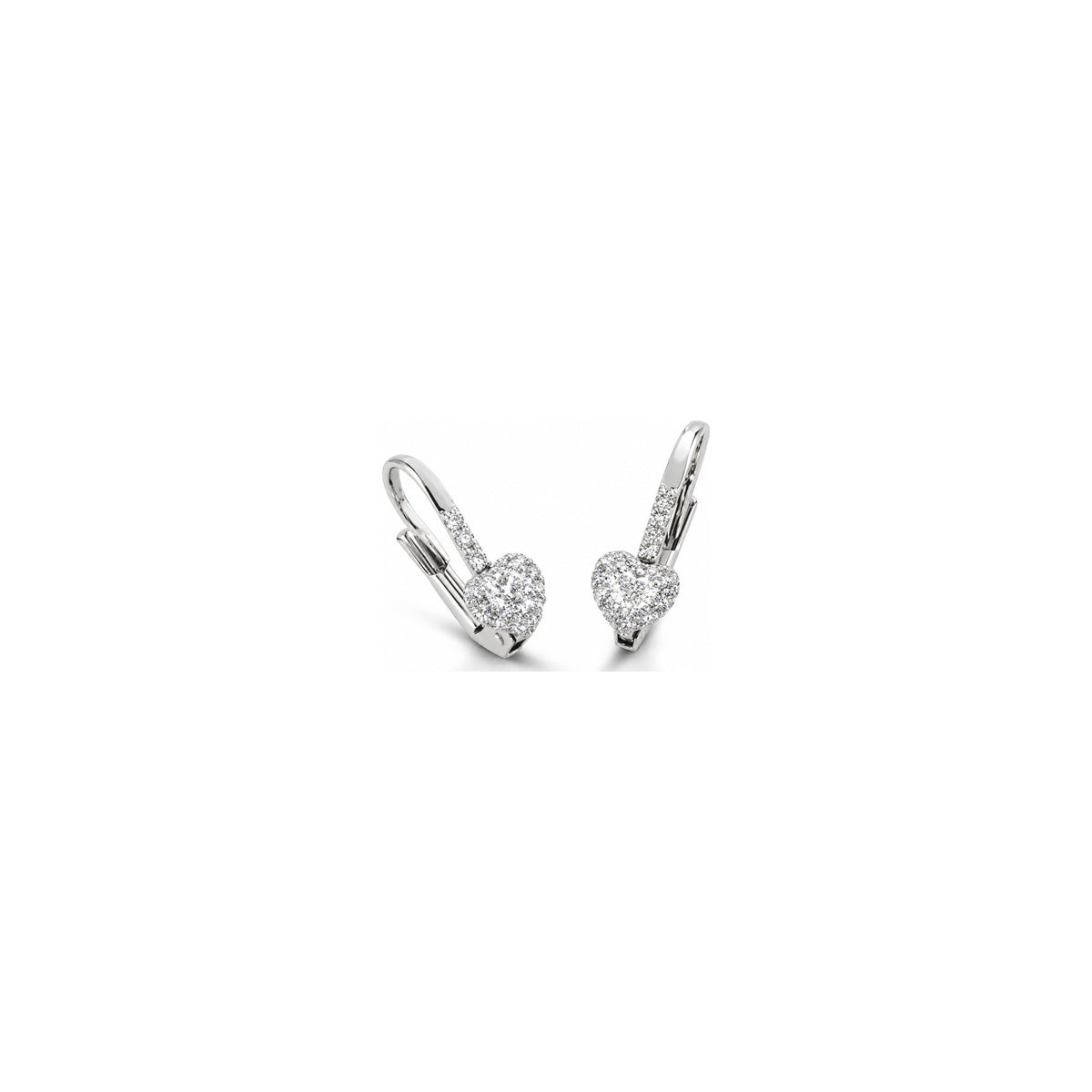 Orecchini Pendenti Cuore Halo con Diamanti Naturali in Oro 18kt