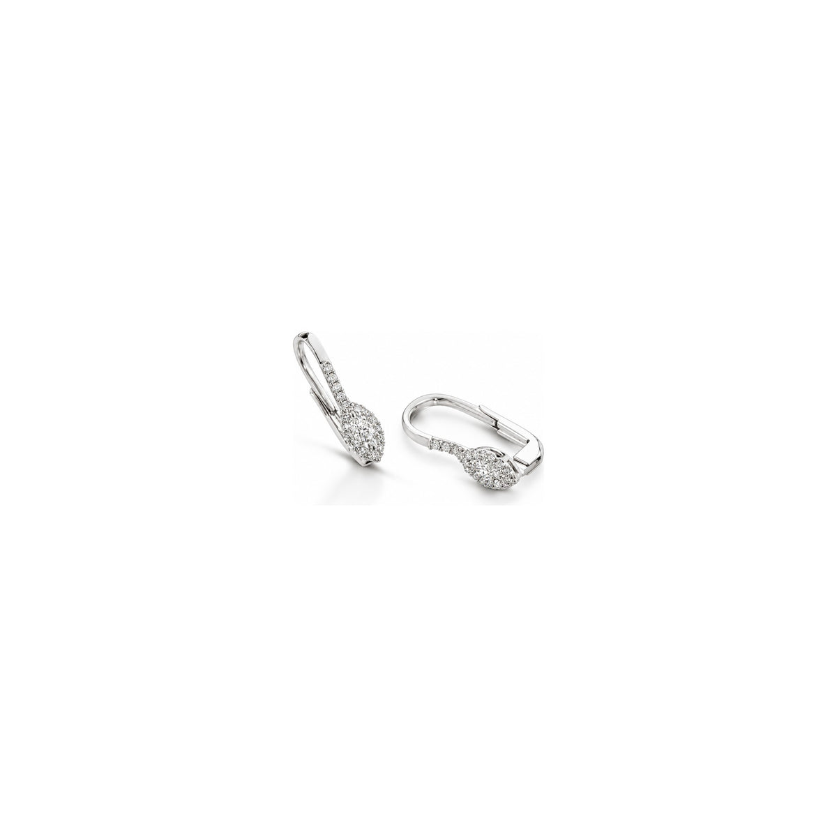Orecchini Pendenti Navette Halo con Diamanti Naturali in Oro 18kt