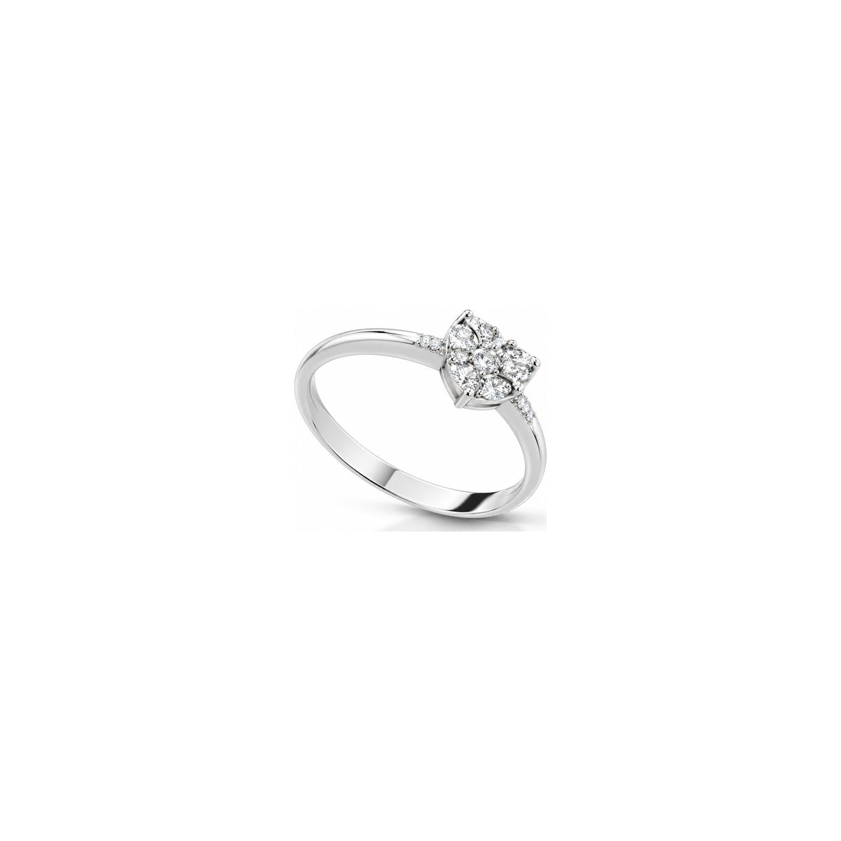 Anello Cuore Illusion con Diamanti Naturali in Oro 18kt