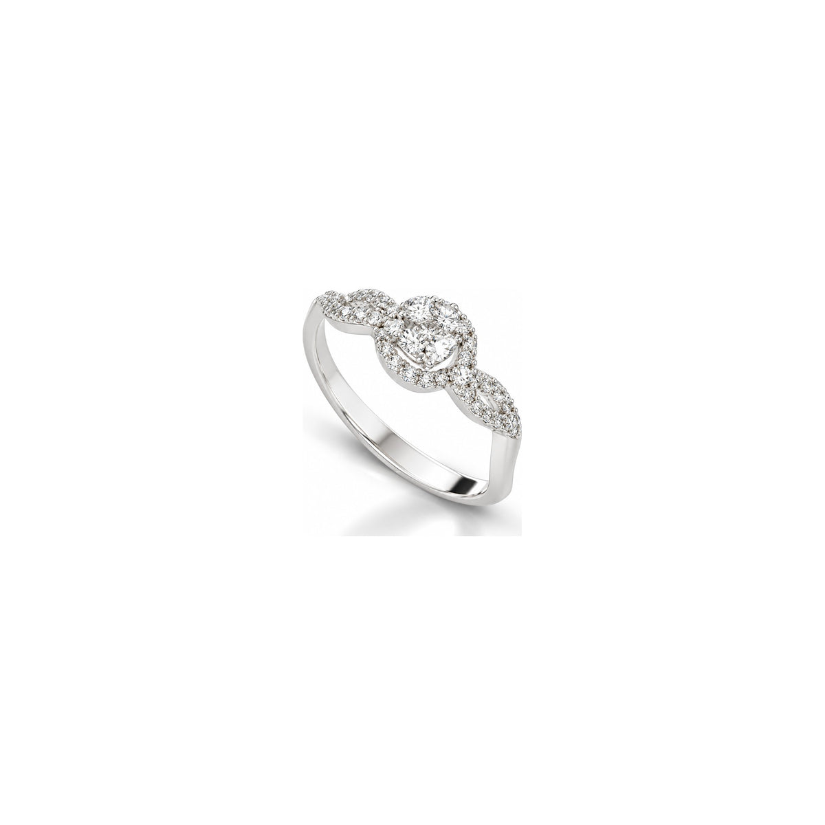 Romantic Ring with Natural Diamonds 18kt White Gold AuriA