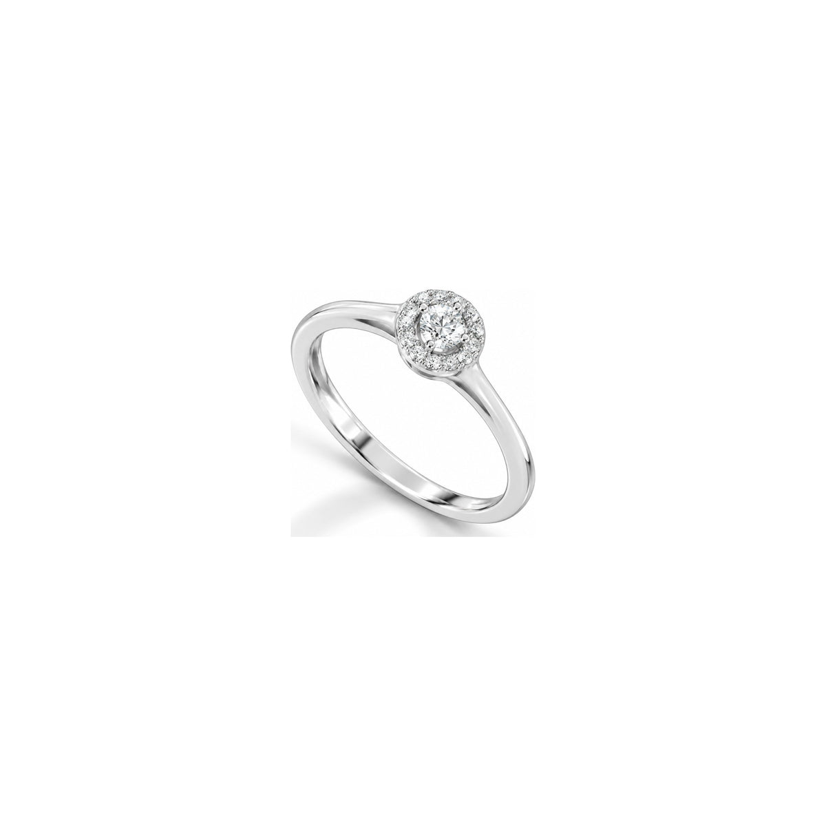Anello Solitario Halo Sottile con Diamanti Naturali in Oro 18kt
