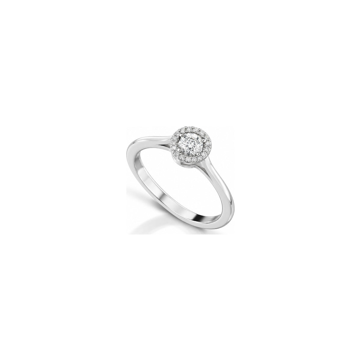 Anello Solitario Halo Sottile con Diamanti Naturali in Oro 18kt