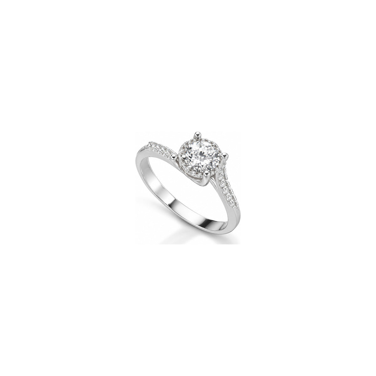 Anello Solitario Contrarié Pavé con Diamanti Naturali in Oro 18kt