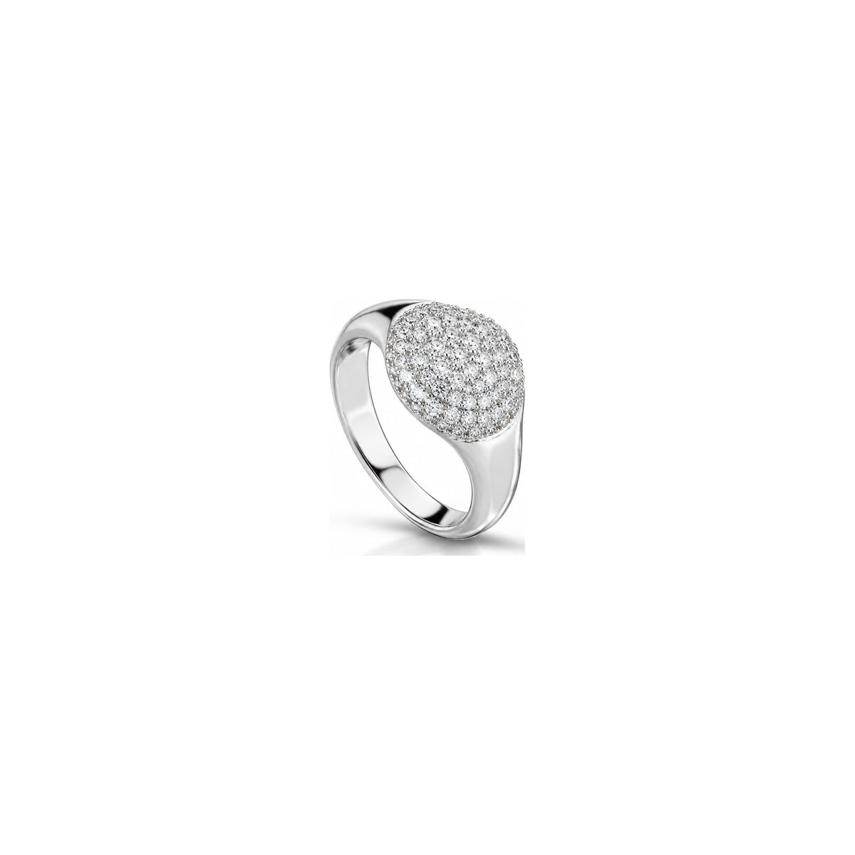 Anello Chevalier Tondo Pavé con Diamanti Naturali in Oro 18kt