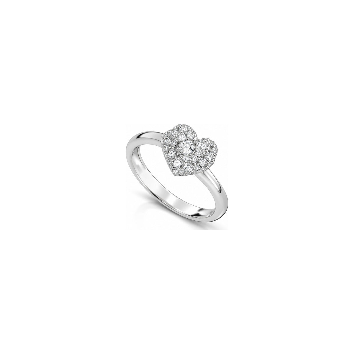 Anello Cuore Cluster con Diamanti Naturali in Oro 18kt