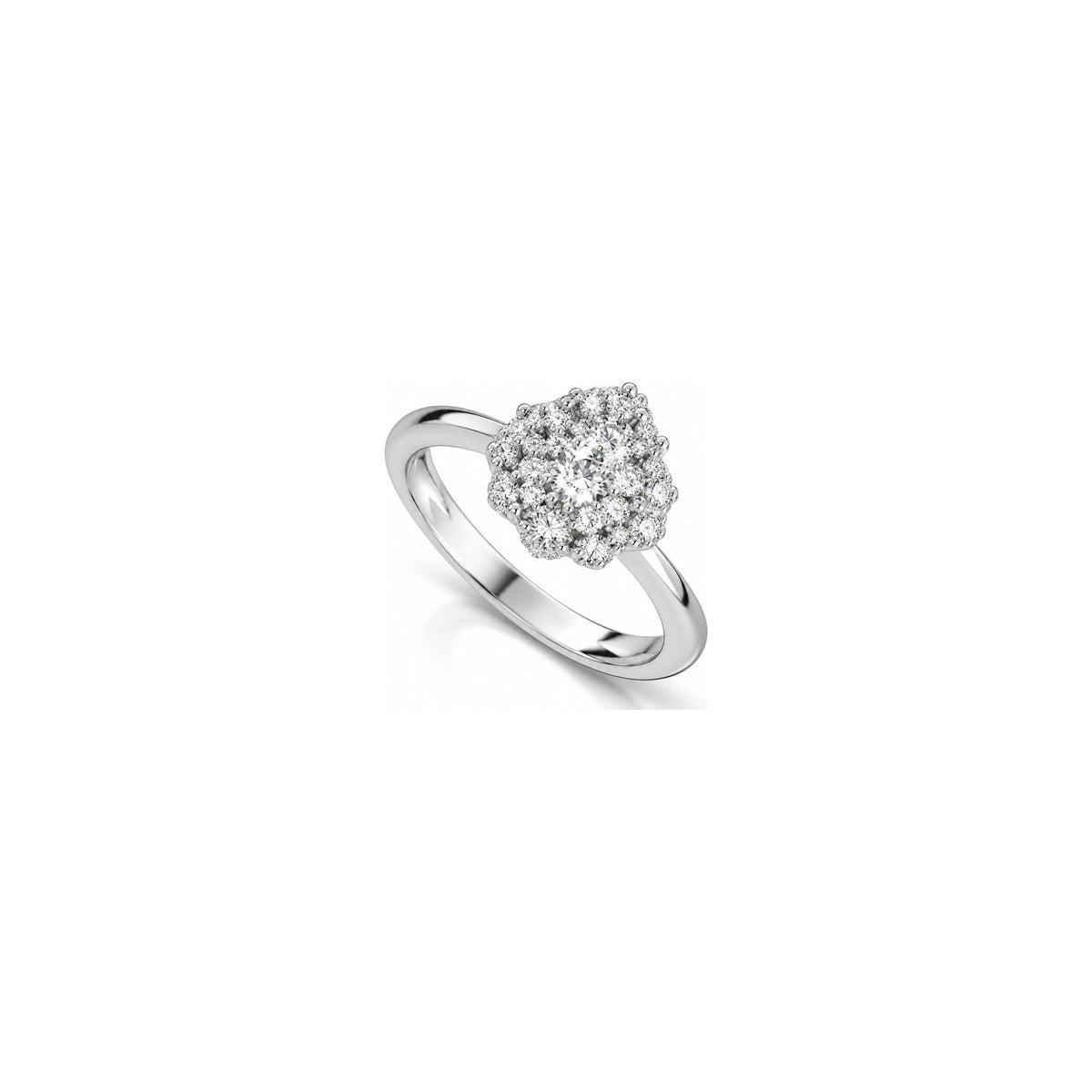 Anello Fiore Pavé Halo con Diamanti Naturali in Oro 18kt