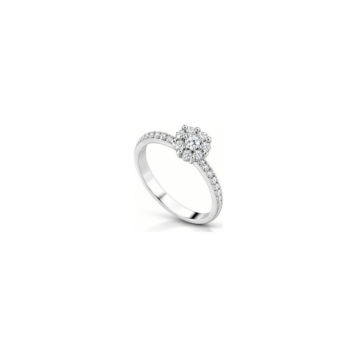 Anello Rosetta Gambo Pavé con Diamanti Naturali in Oro 18kt