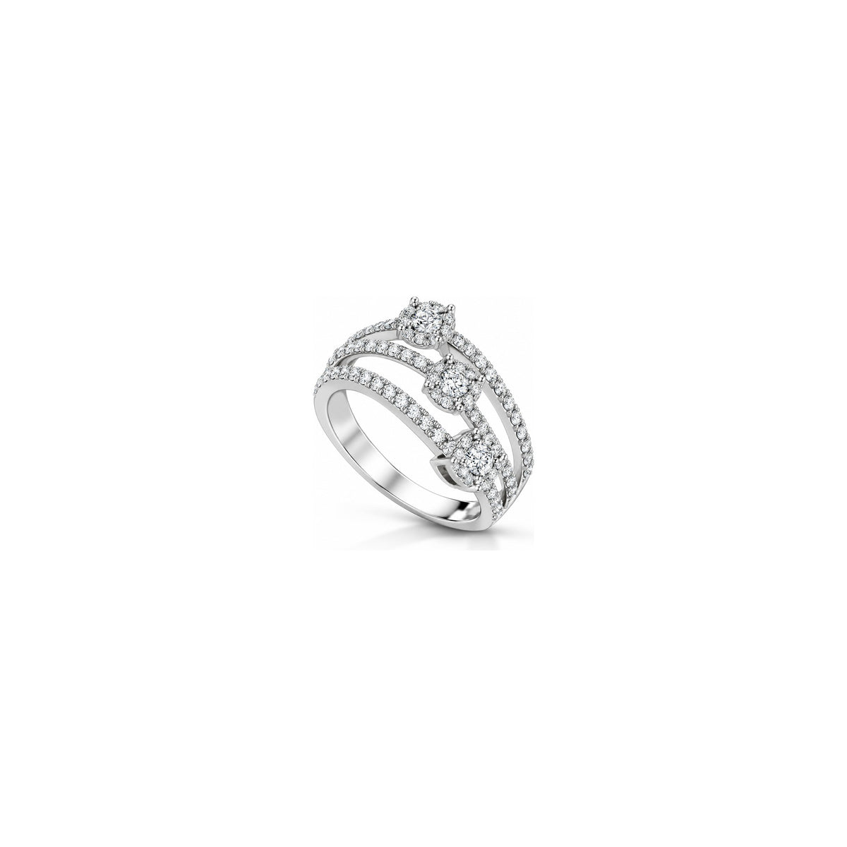 AuriA 18kt White Gold Trilogy Moon Ring with Natural Diamonds