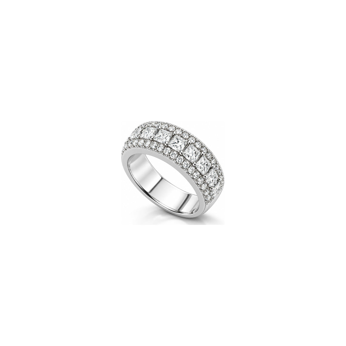 Anello Fascia Princess Pavé con Diamanti Naturali in Oro 18kt