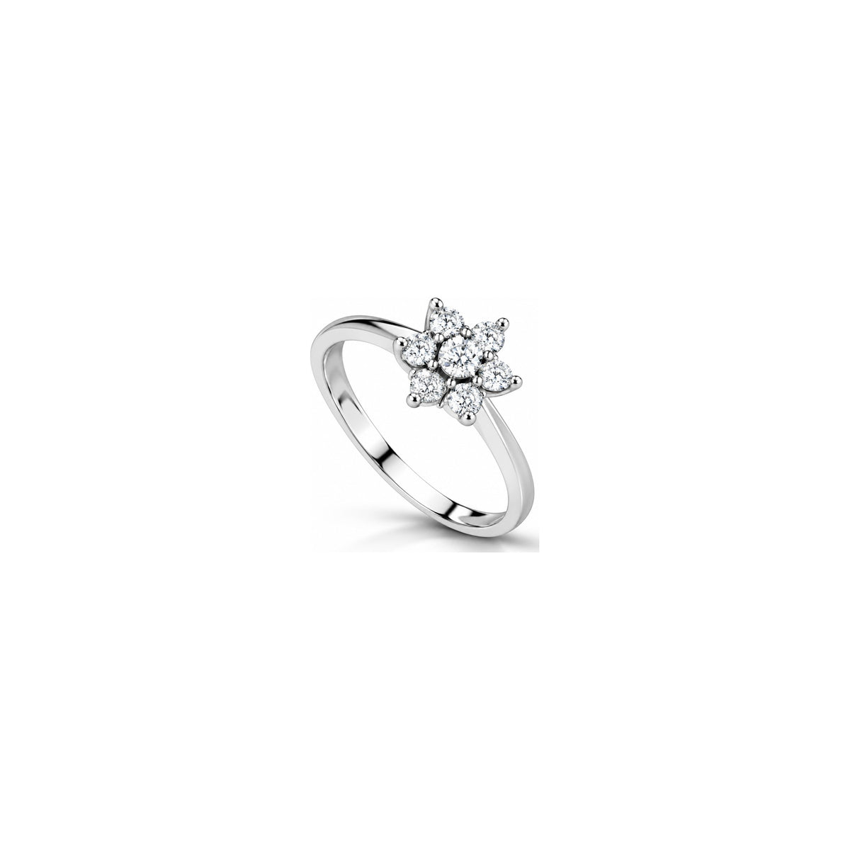 Anello Fiore a Stella con Diamanti Naturali in Oro 18kt