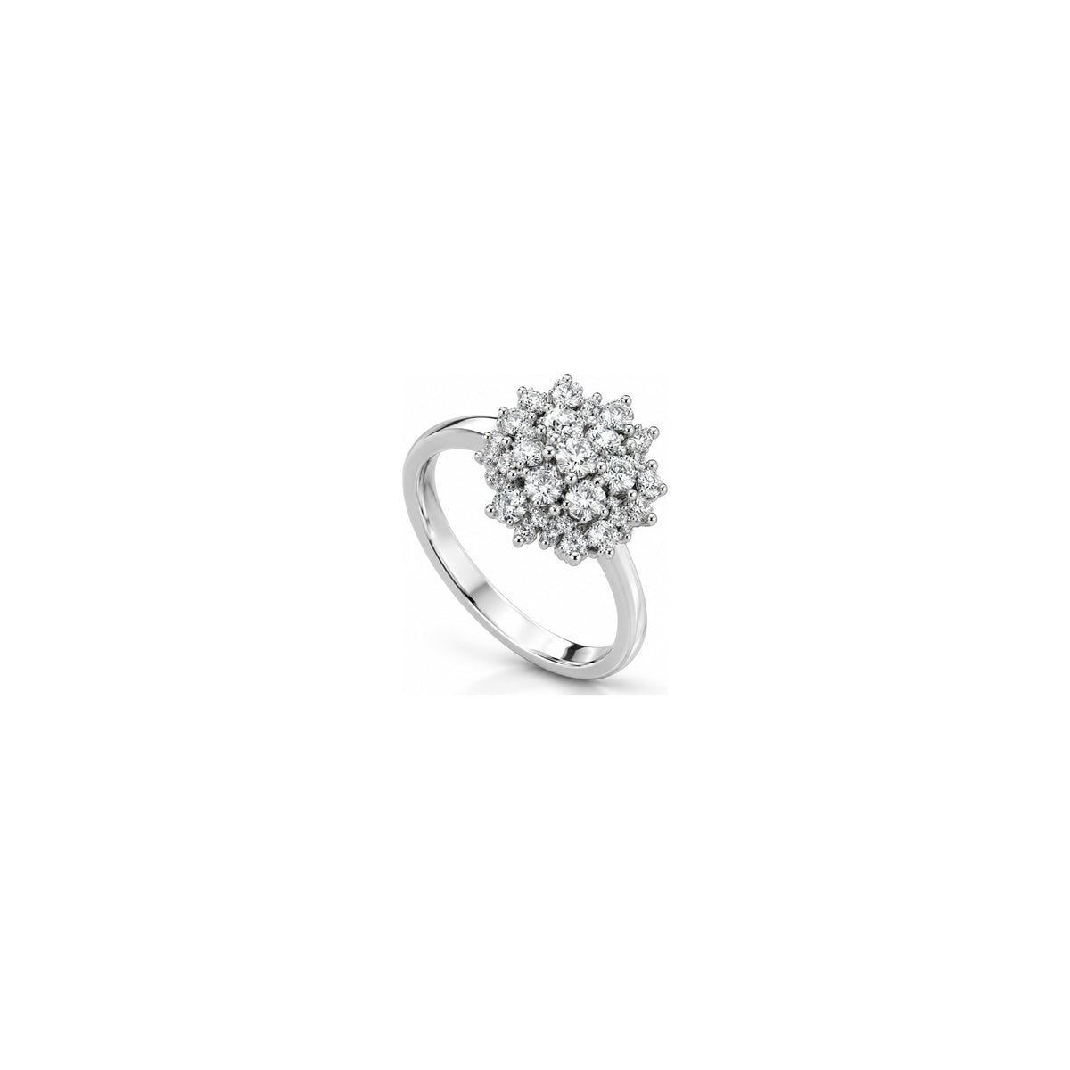 Anello Cluster Ovale con Diamanti Naturali in Oro 18kt
