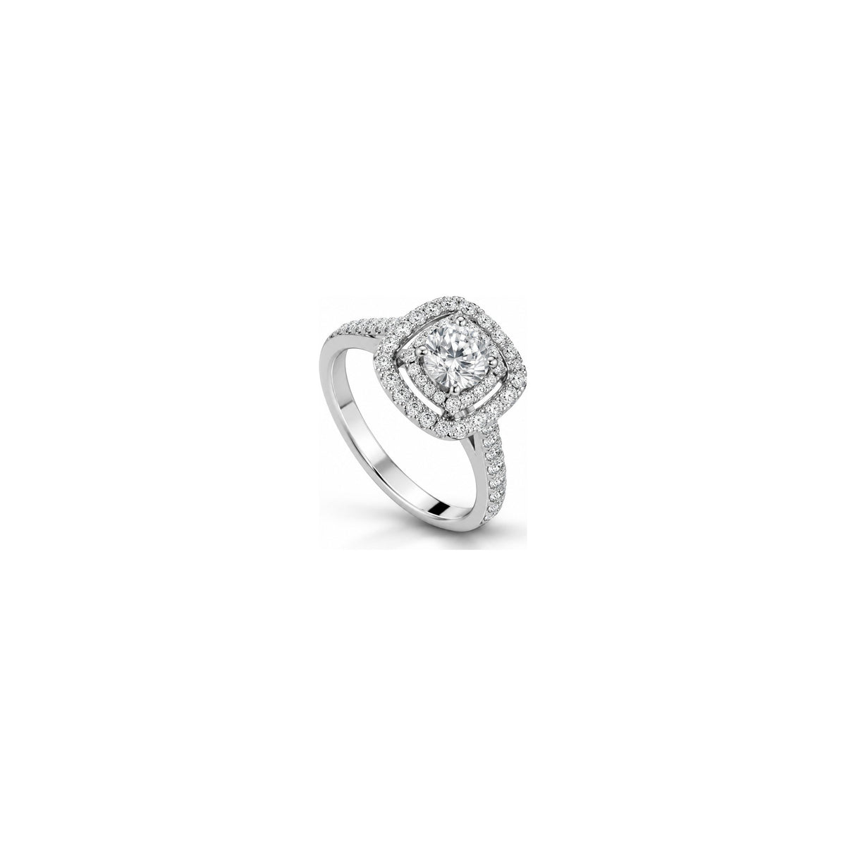 Anello Doppio Halo con Diamanti Naturali in Oro 18kt